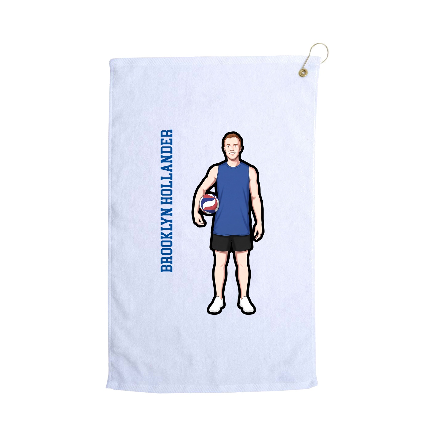 Golf Towel — Name Vertical in White