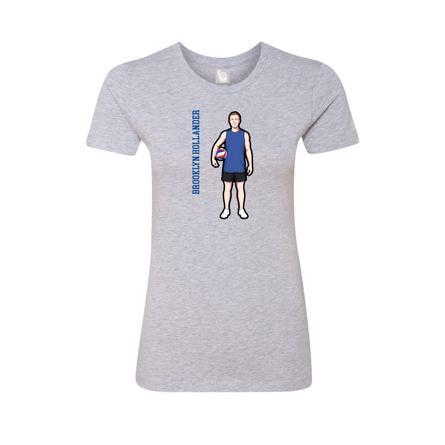 Fitted Women's Tee — Name Vertical in Grey