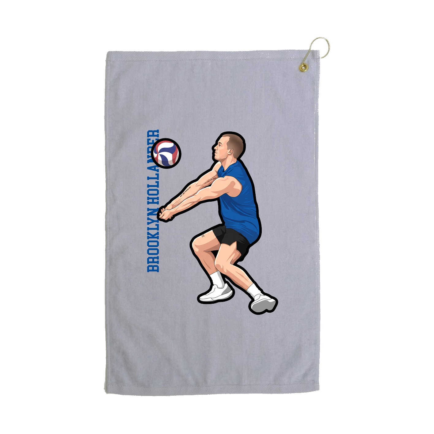 Golf Towel — Name Vertical in Grey