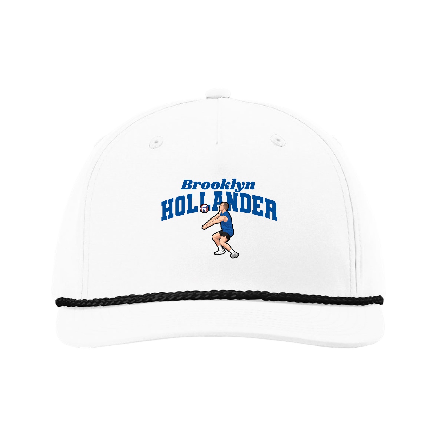 Five-Panel Classic Rope Cap — Signature Arch in White