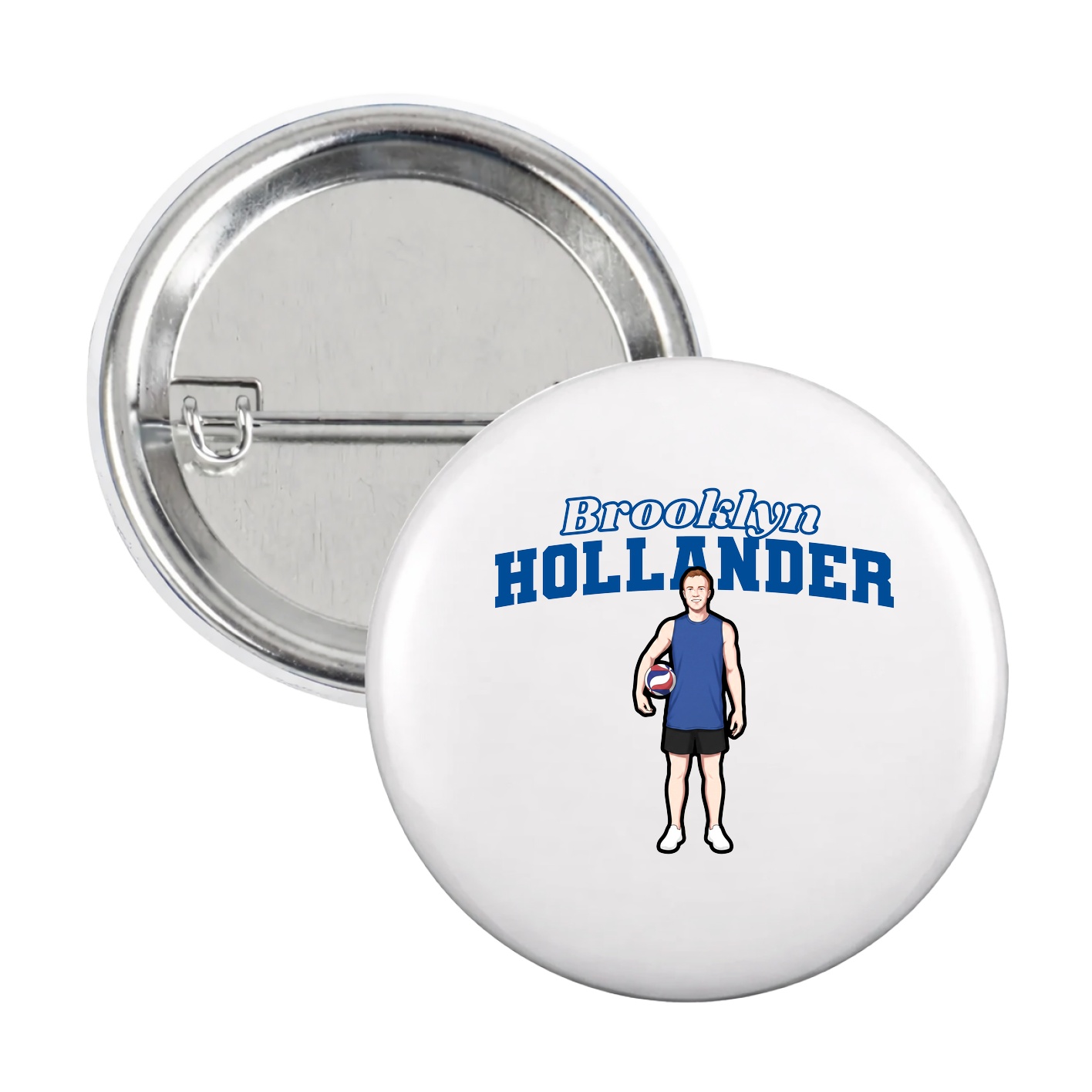 Game Day Button — Name Arch in White
