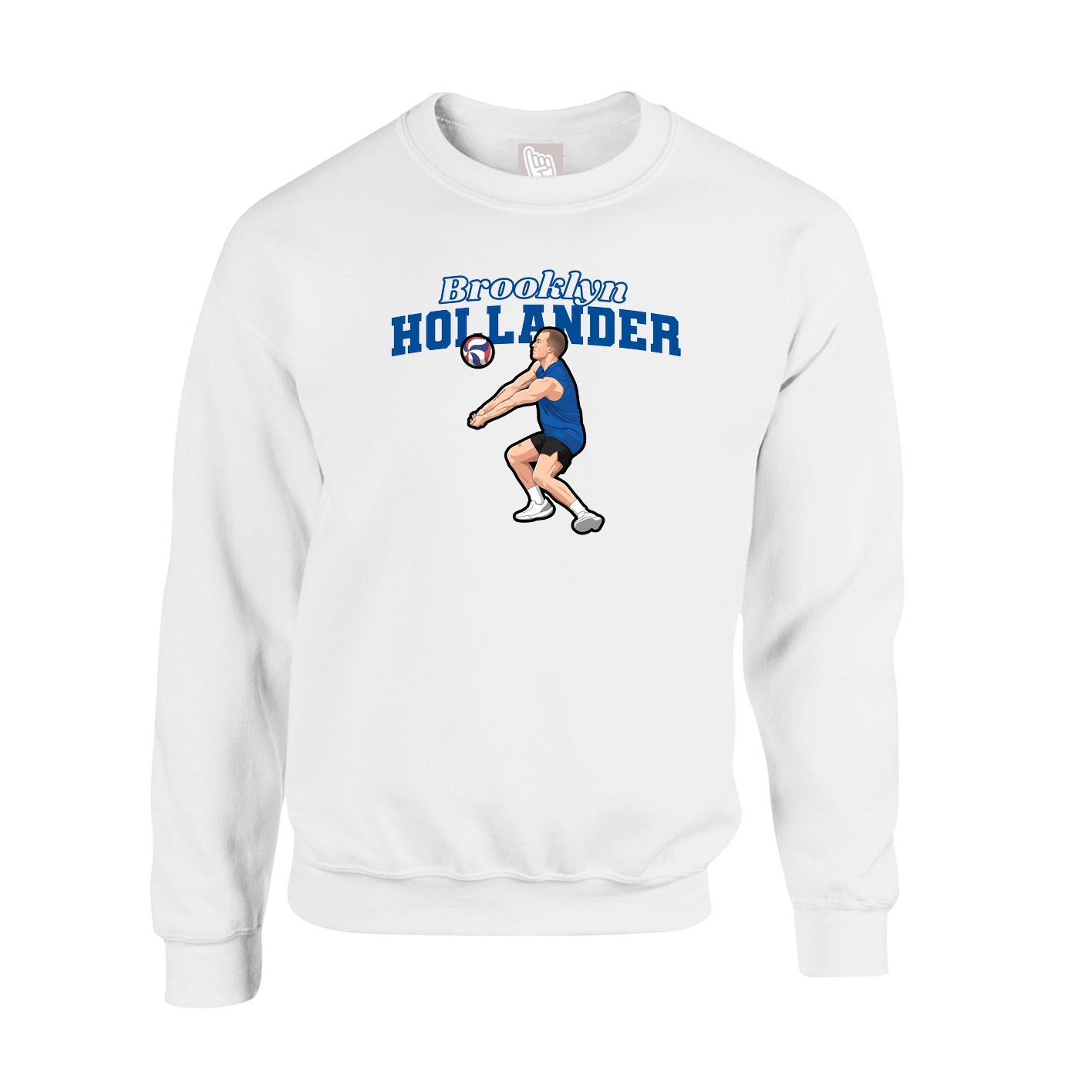 Fleece Crew — Name Arch in White