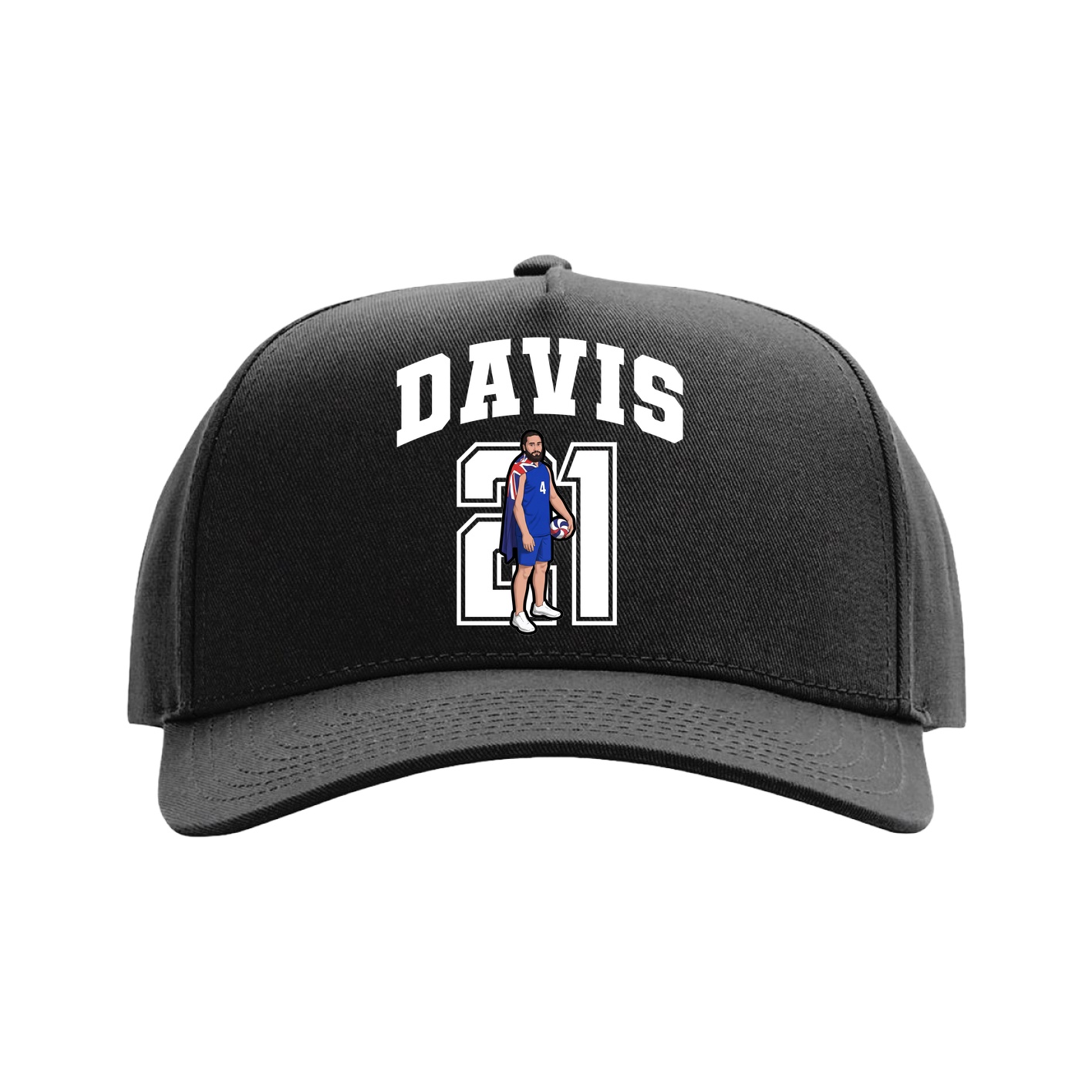 Full Fabric Five-Panel Champ Cap — Number in Black