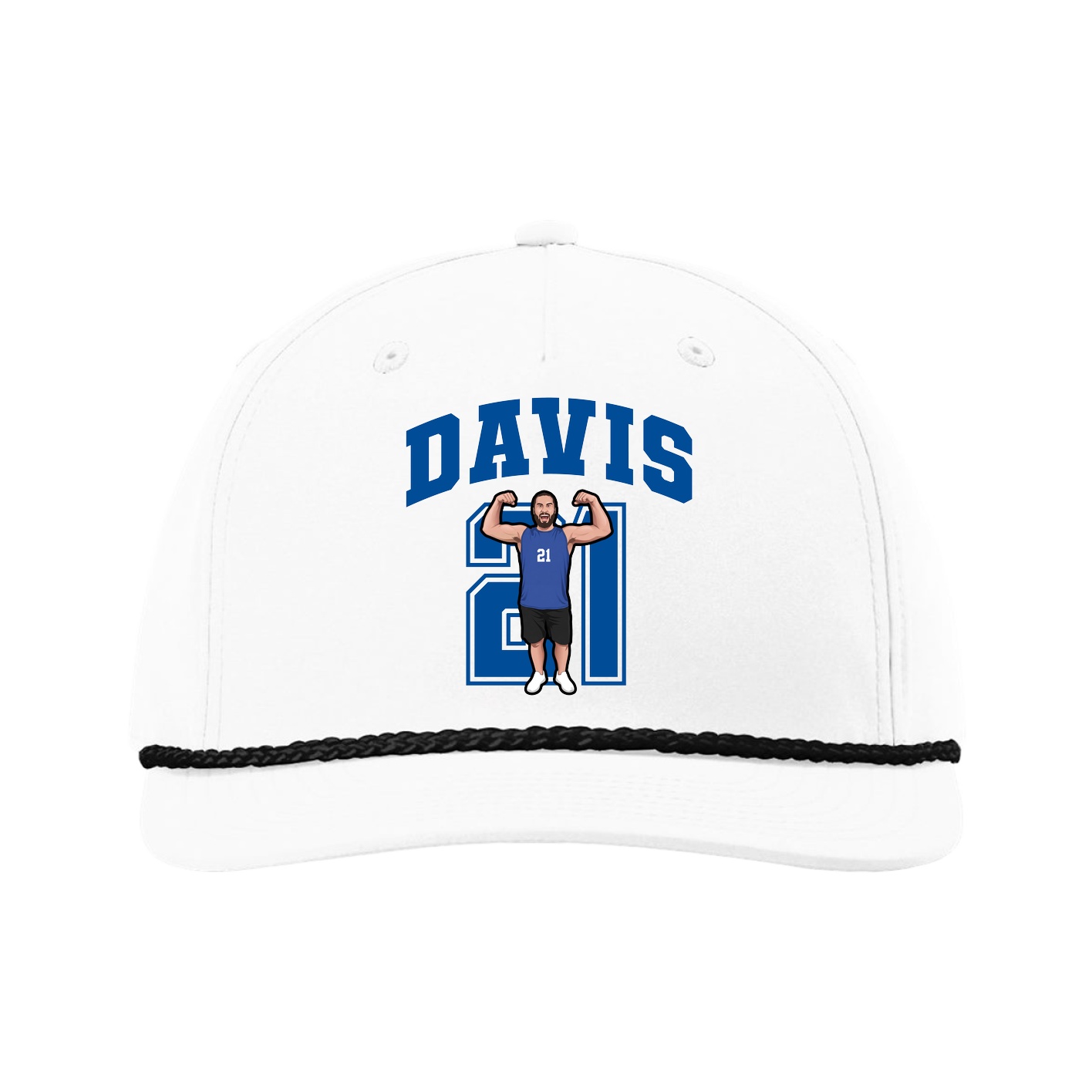 Five-Panel Classic Rope Cap — Number in White