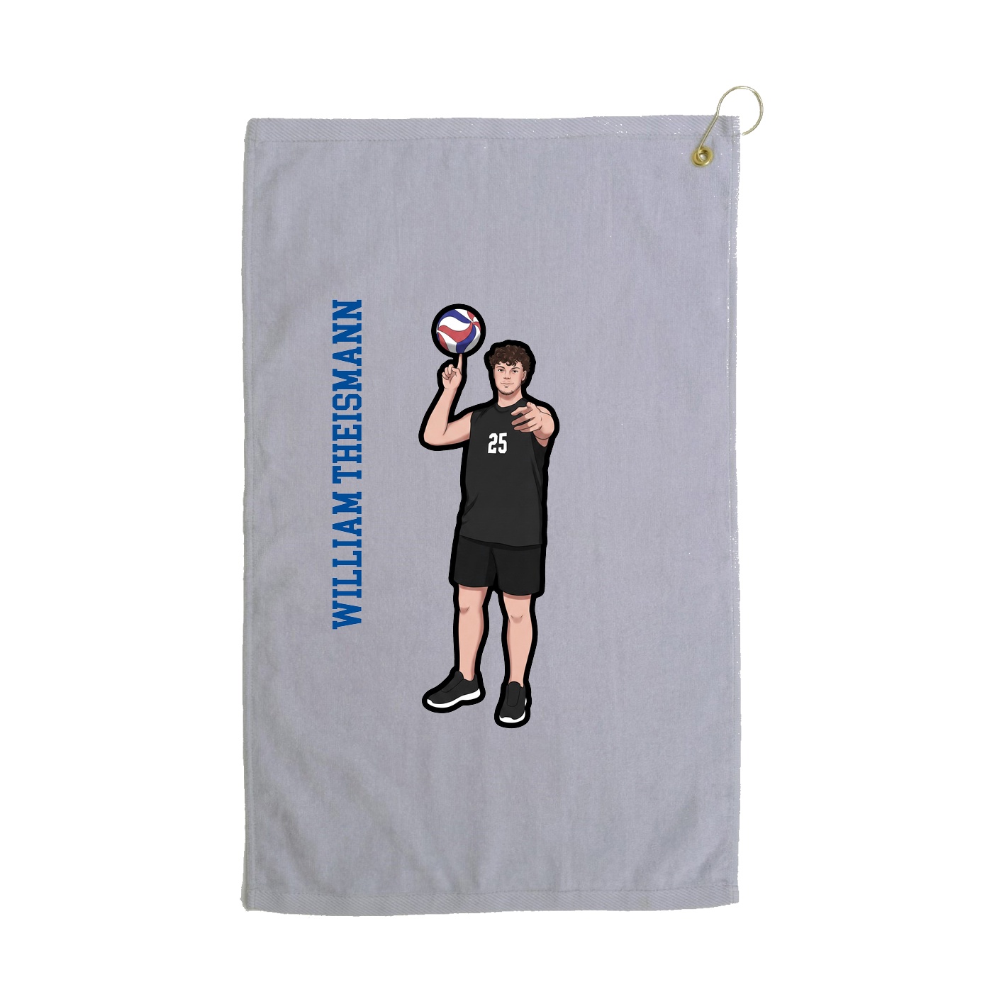 Golf Towel — Name Vertical in Grey