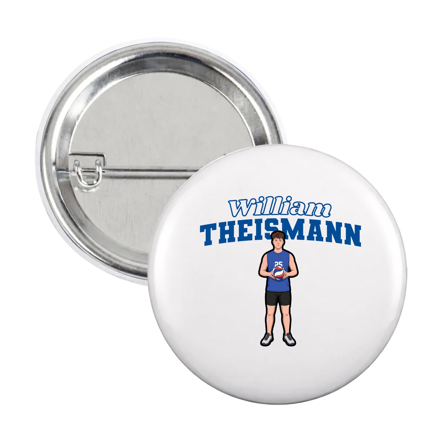 Game Day Button — Name Arch in White