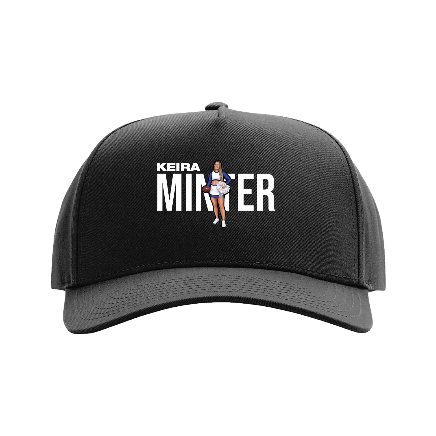 Full Fabric Five-Panel Champ Cap — Player Name in Black