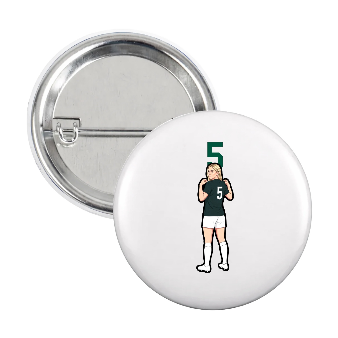 Game Day Button — Number Top in White