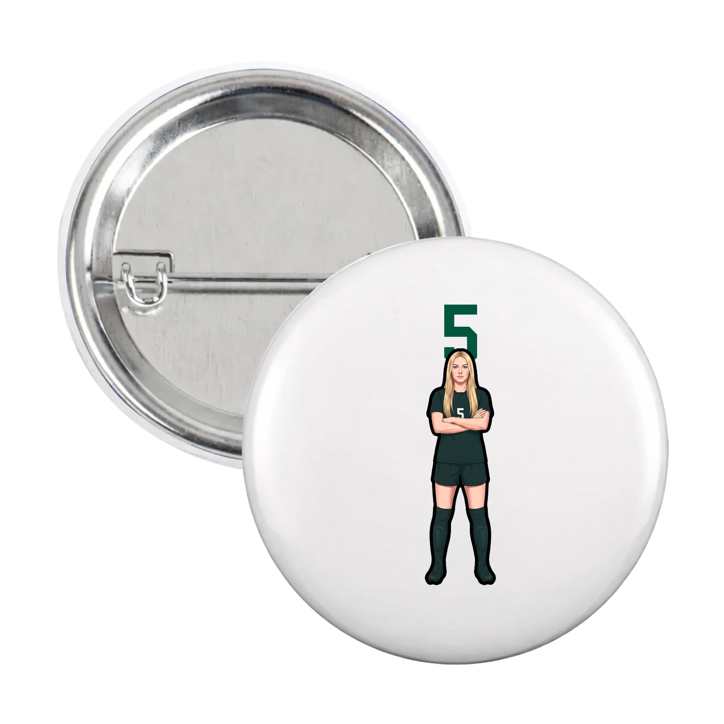 Game Day Button — Number Top in White