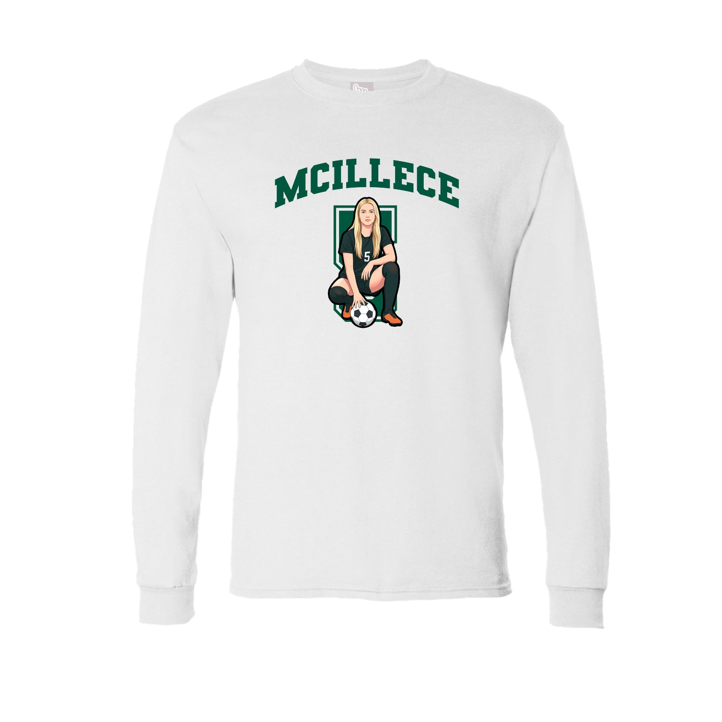 Long Sleeve Tee — Number in White