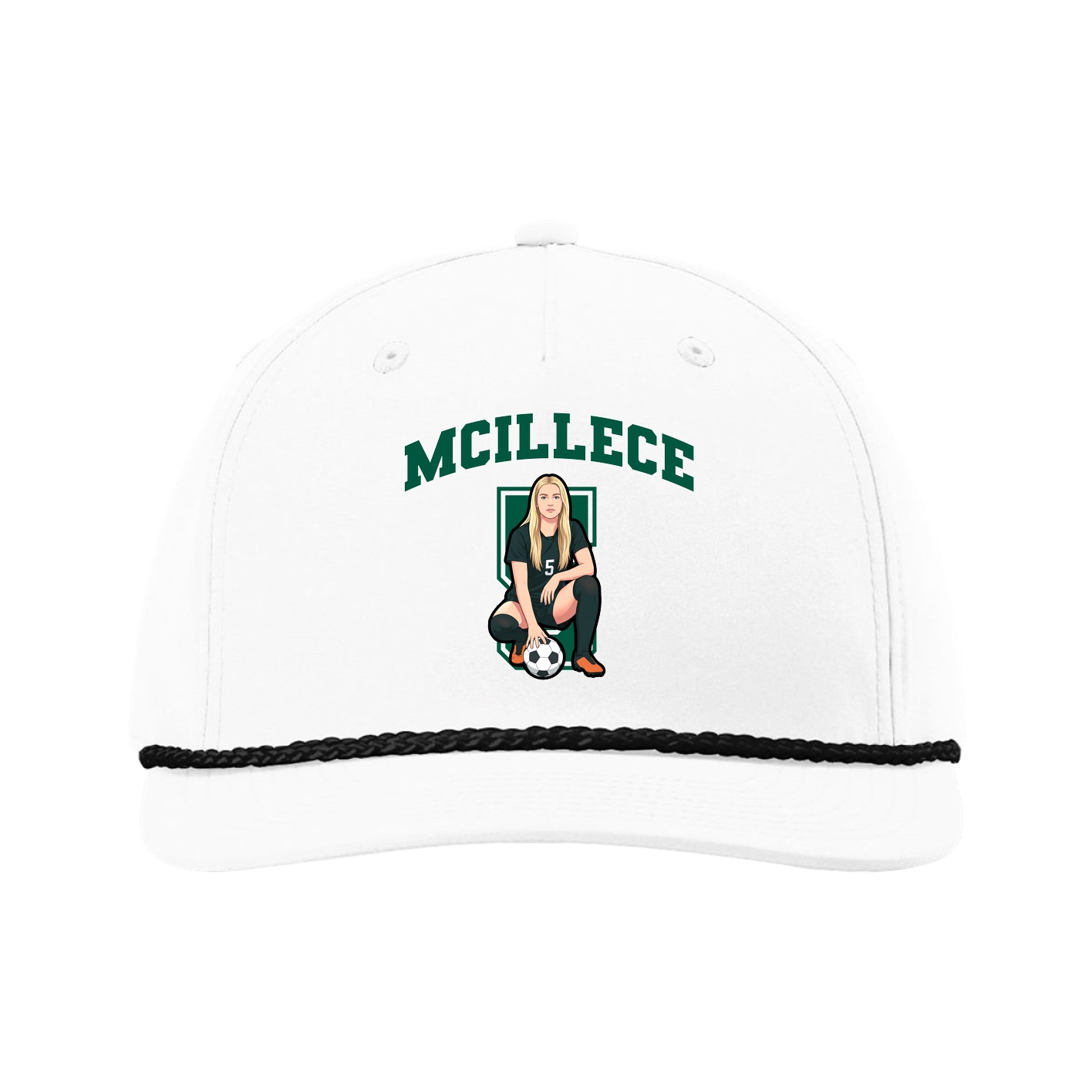 Five-Panel Classic Rope Cap — Number in White
