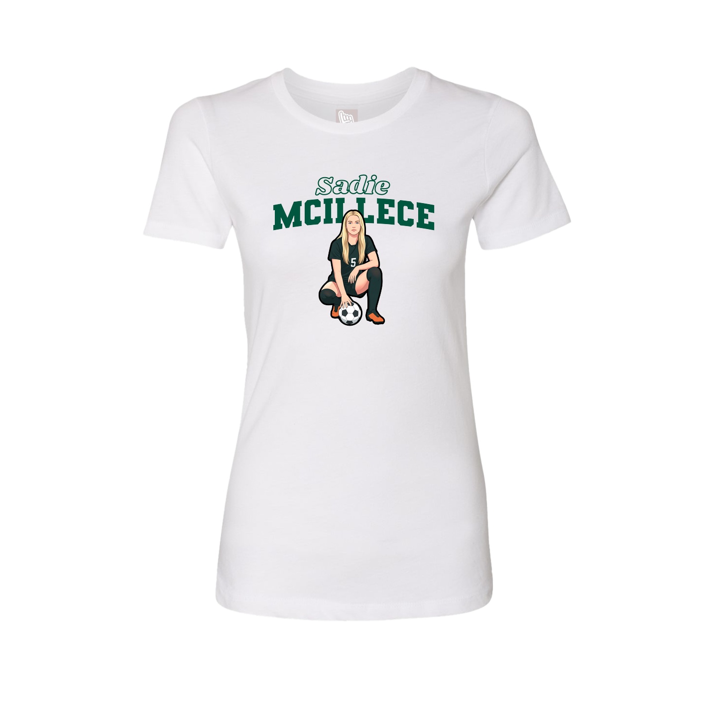 Fitted Women's Tee — Name Arch in White