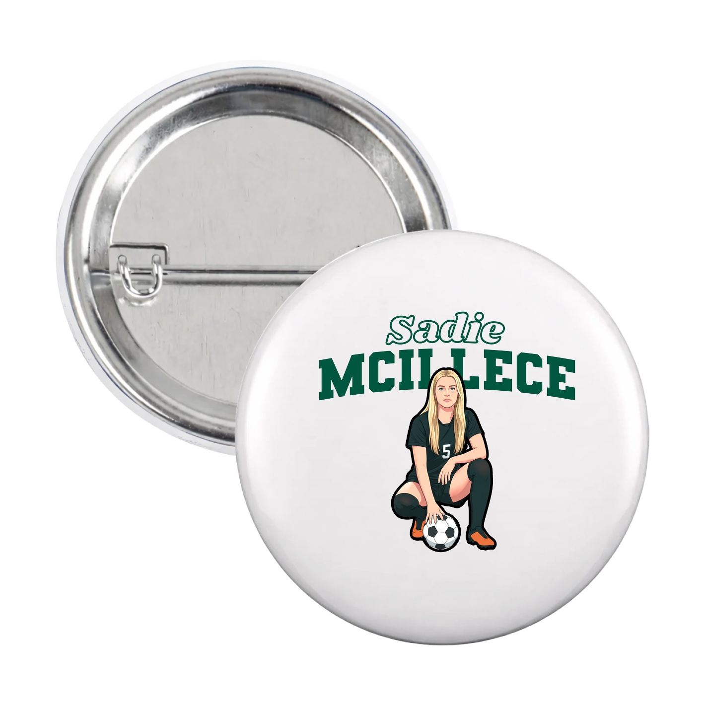 Game Day Button — Name Arch in White