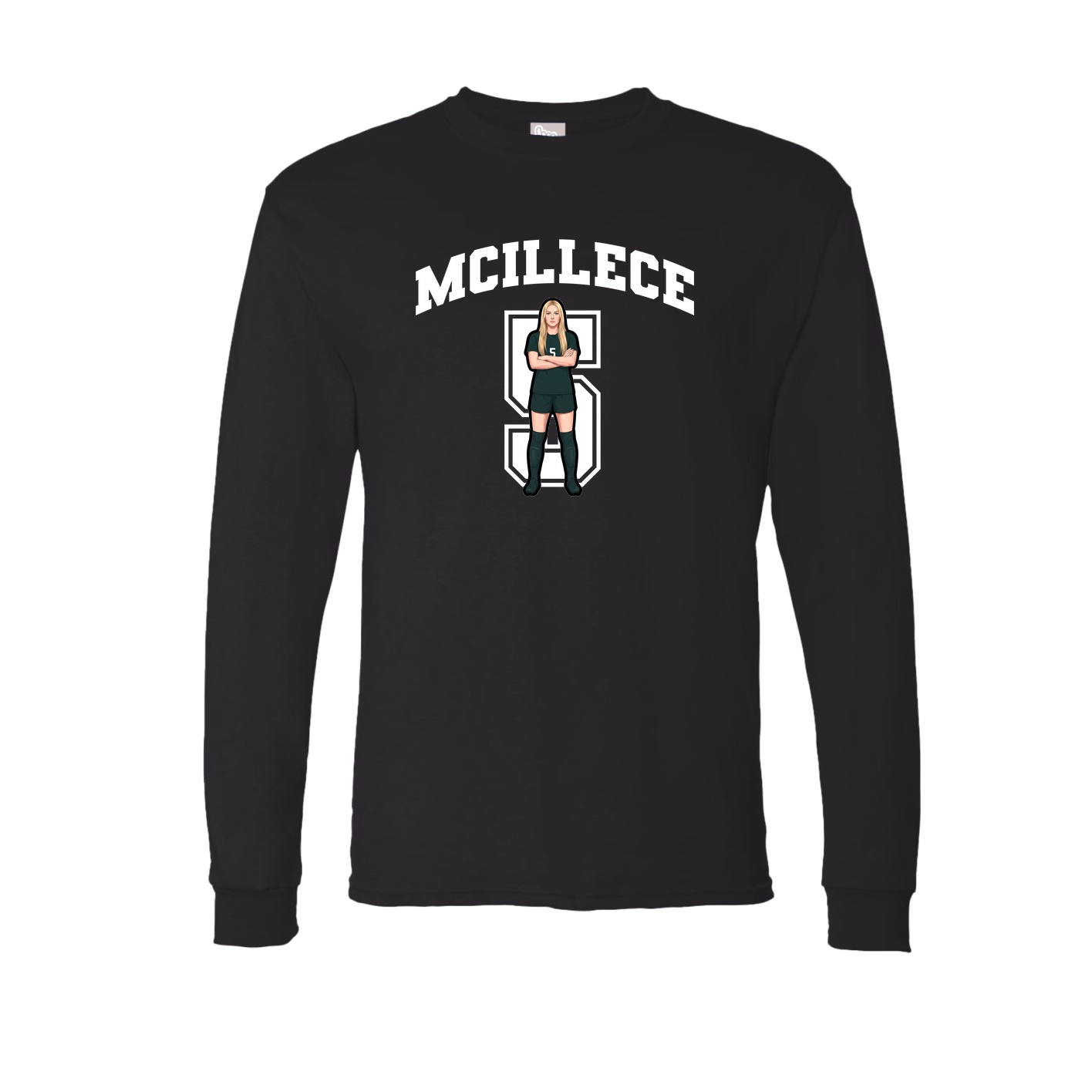 Long Sleeve Tee — Number in Black