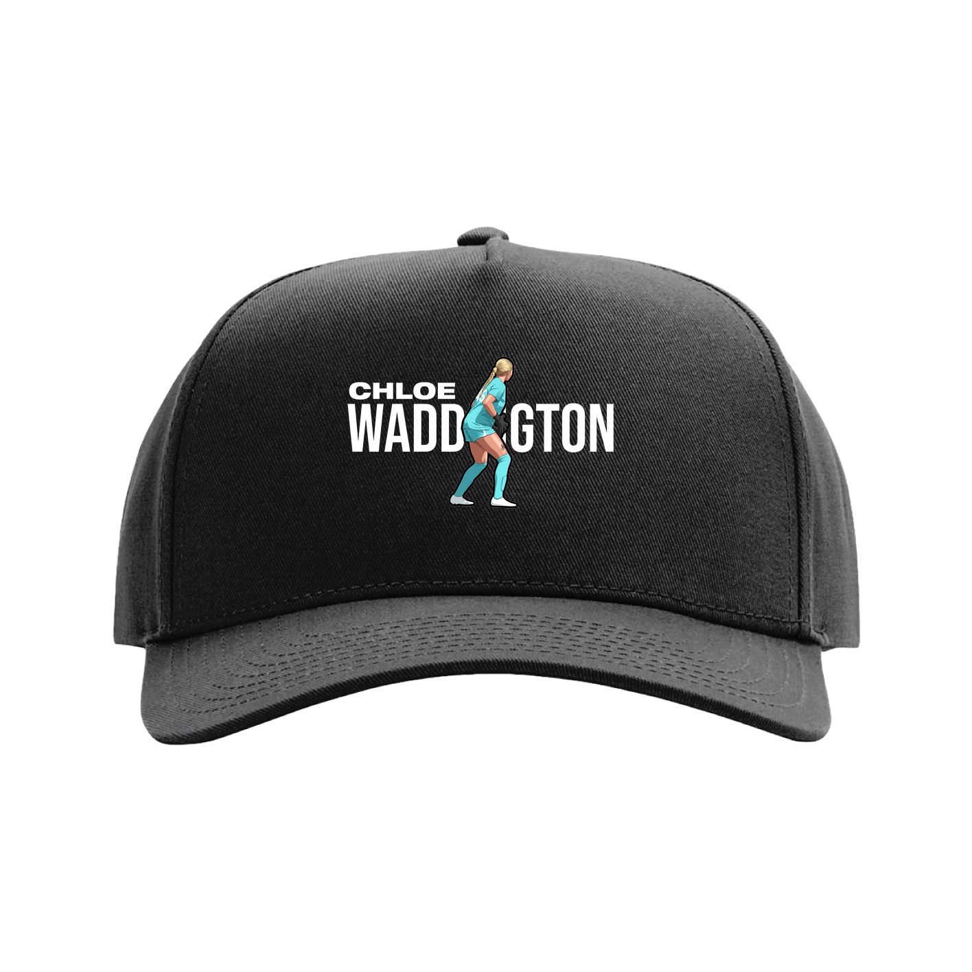 Full Fabric Five-Panel Champ Cap — Player Name in Black