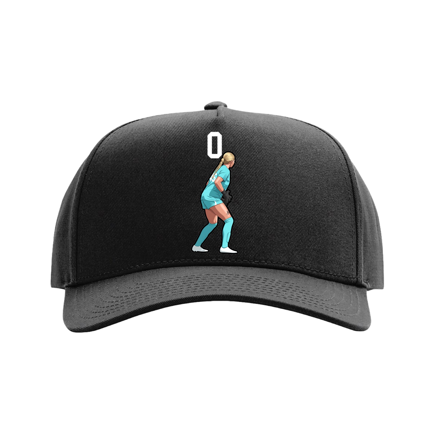 Full Fabric Five-Panel Champ Cap — Number Top in Black