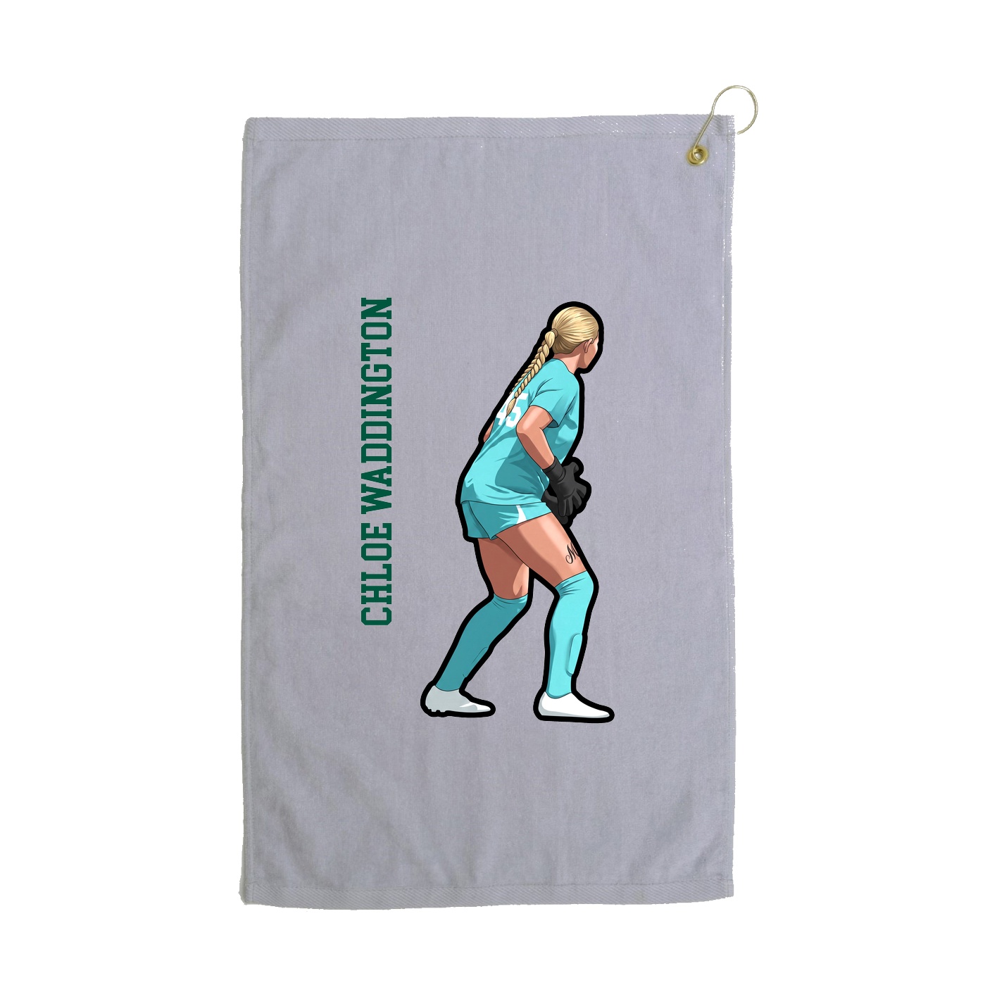 Golf Towel — Name Vertical in Grey