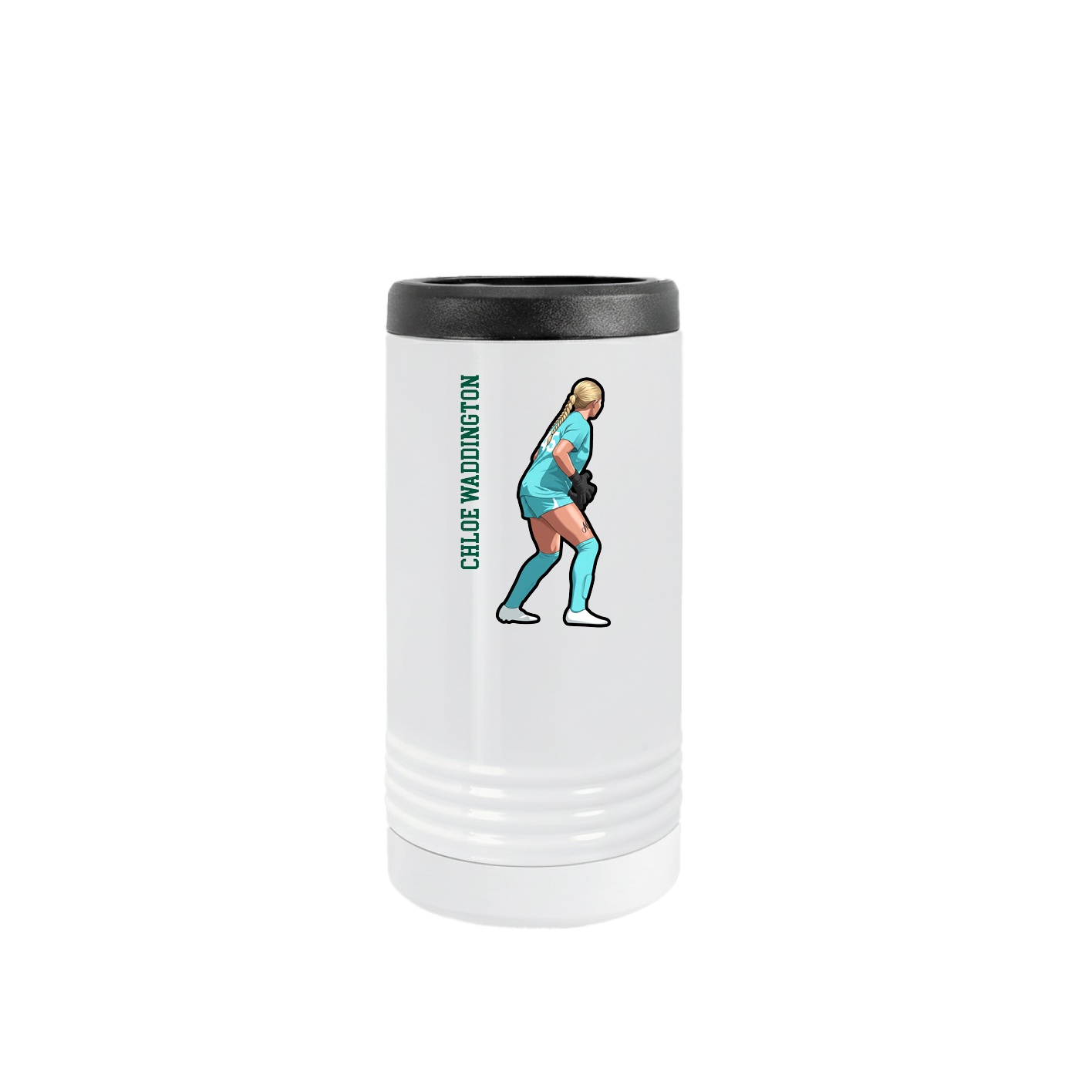 Slim Beverage Holder — Name Vertical in White