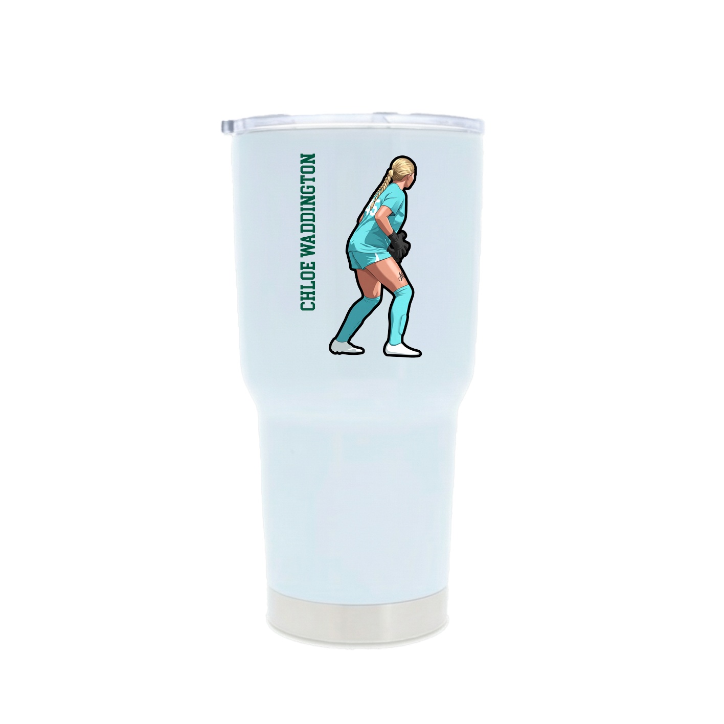 30oz Stainless Steel Tumbler — Name Vertical in White