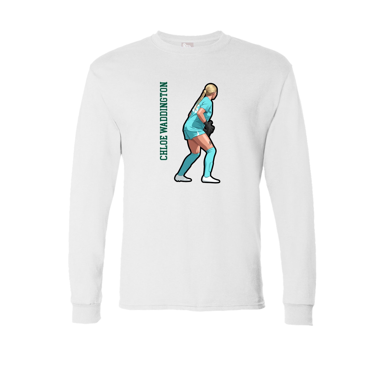 Long Sleeve Tee — Name Vertical in White
