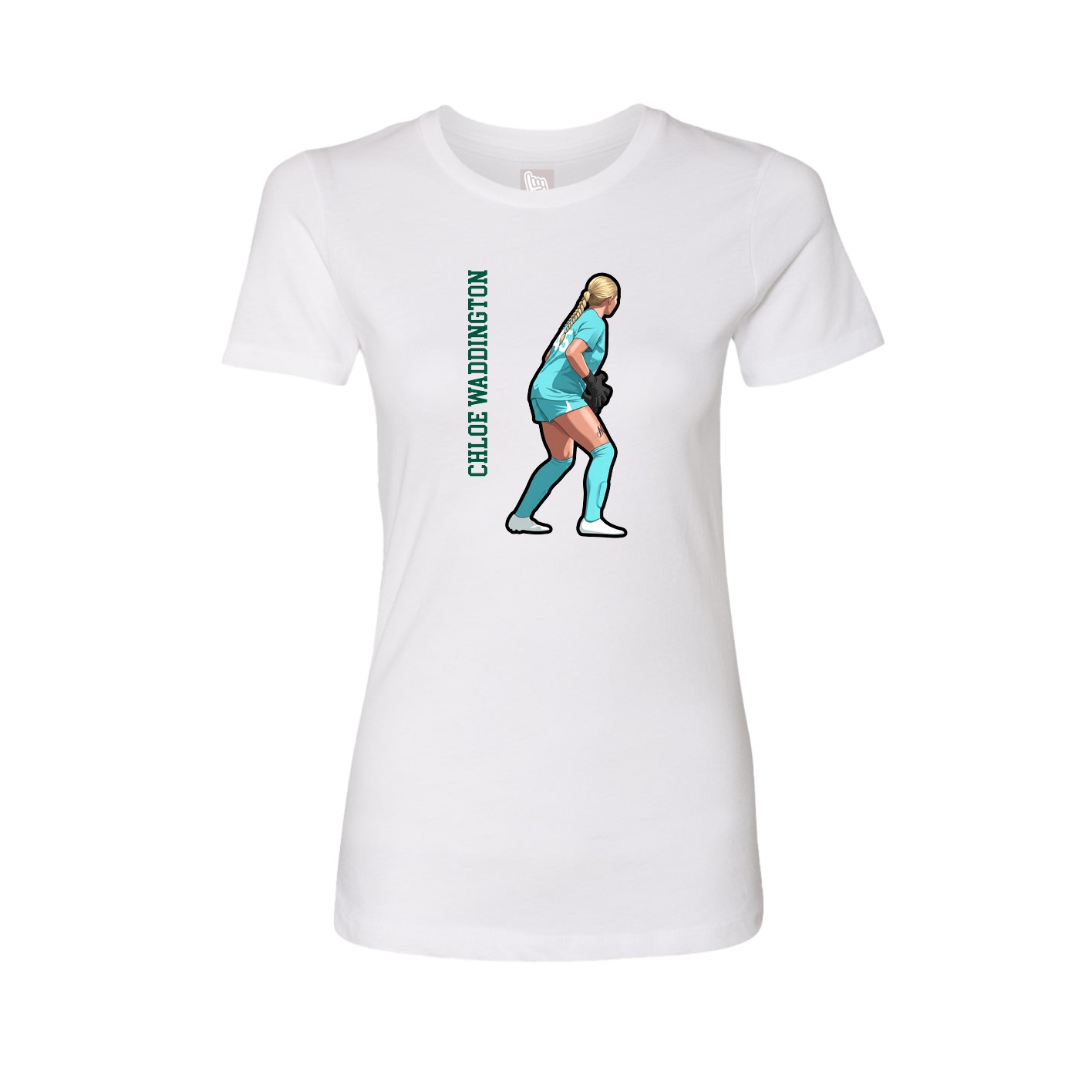 Fitted Women's Tee — Name Vertical in White