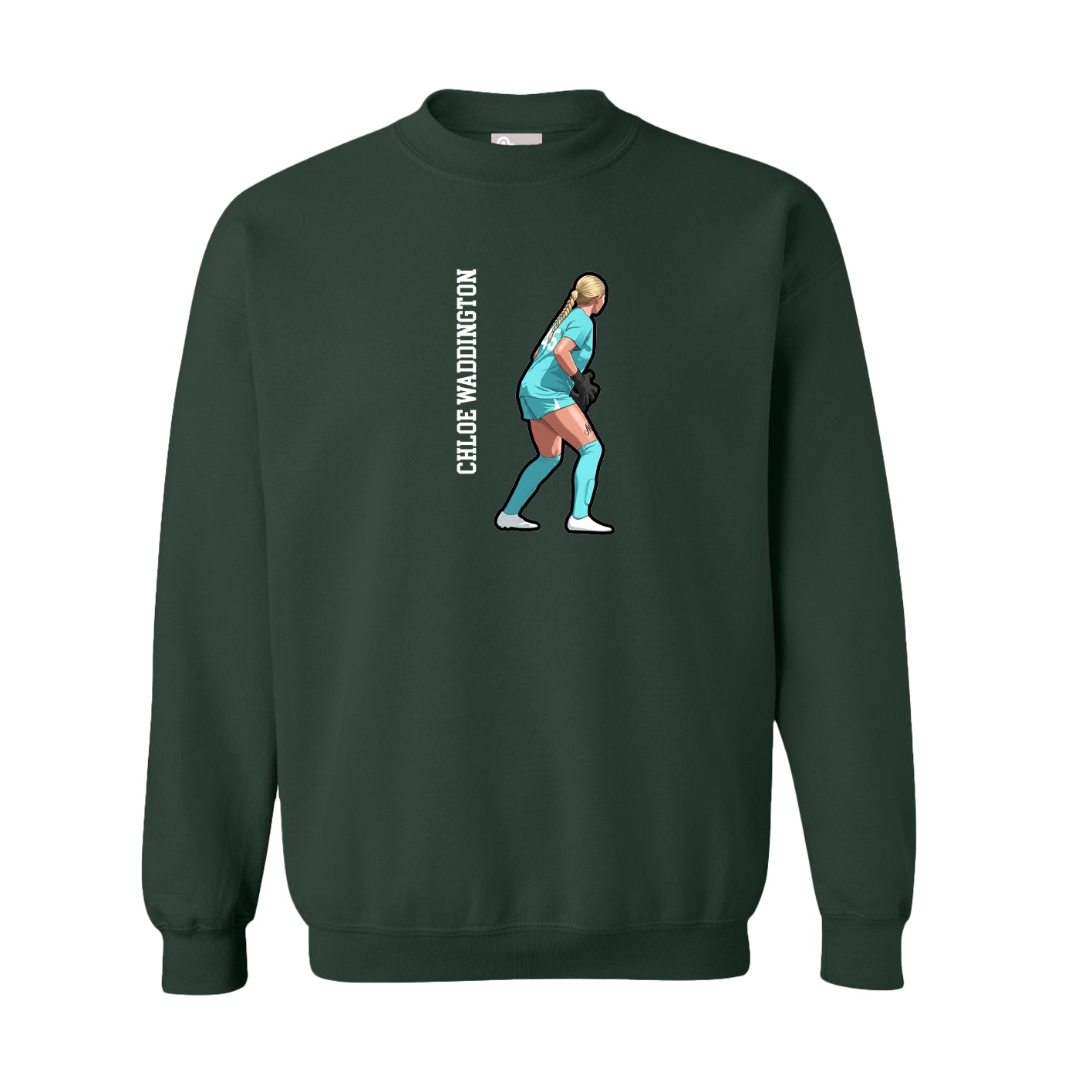Fleece Crew — Name Vertical in Green