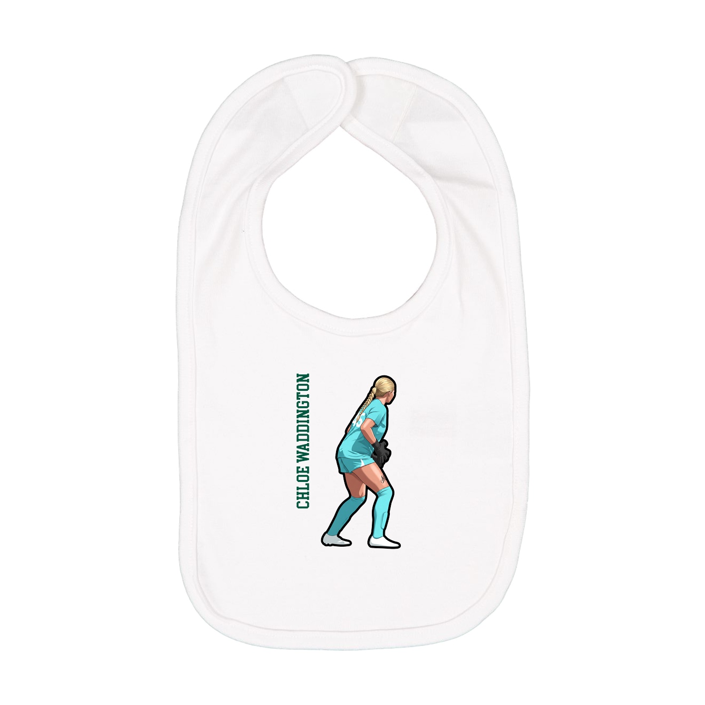 Infant Bib — Name Vertical in White