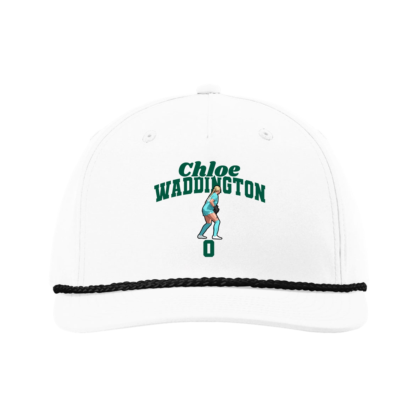 Five-Panel Classic Rope Cap — Signature Arch in White