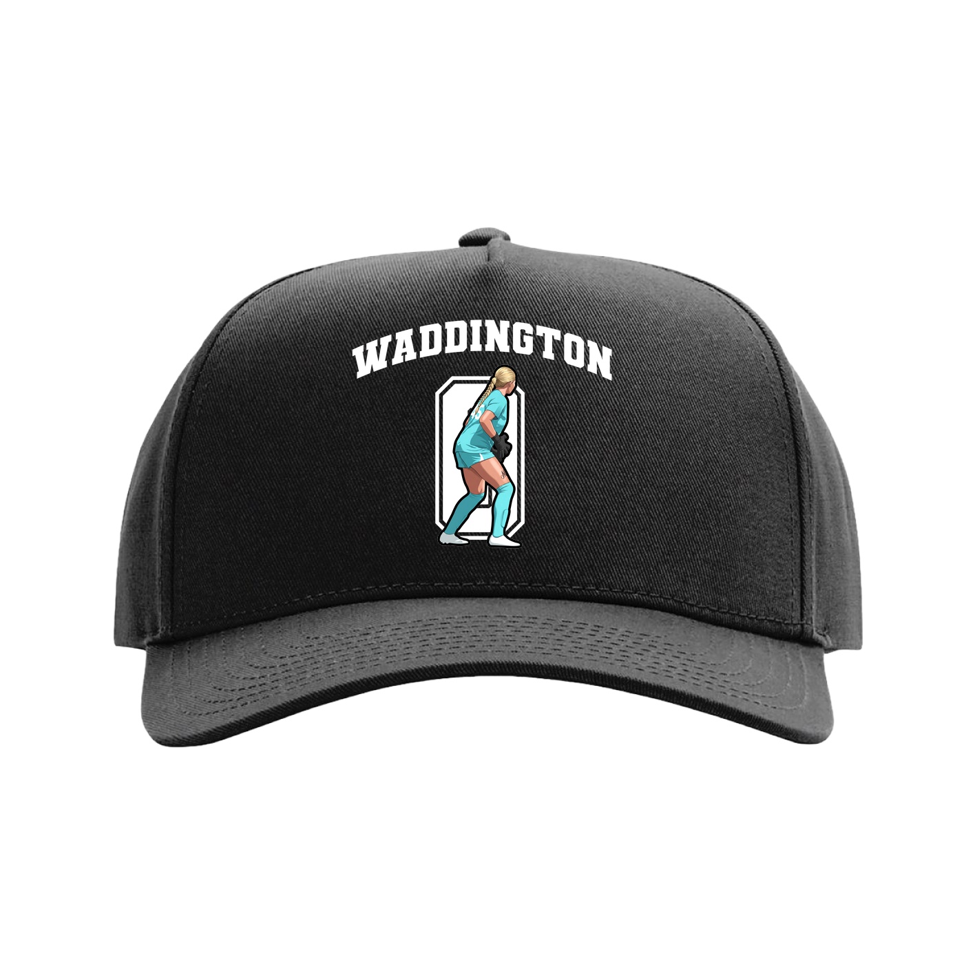 Full Fabric Five-Panel Champ Cap — Number in Black