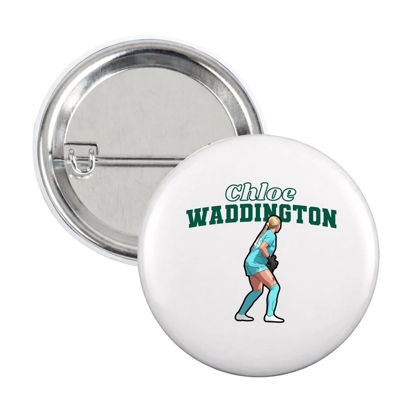 Game Day Button — Name Arch in White