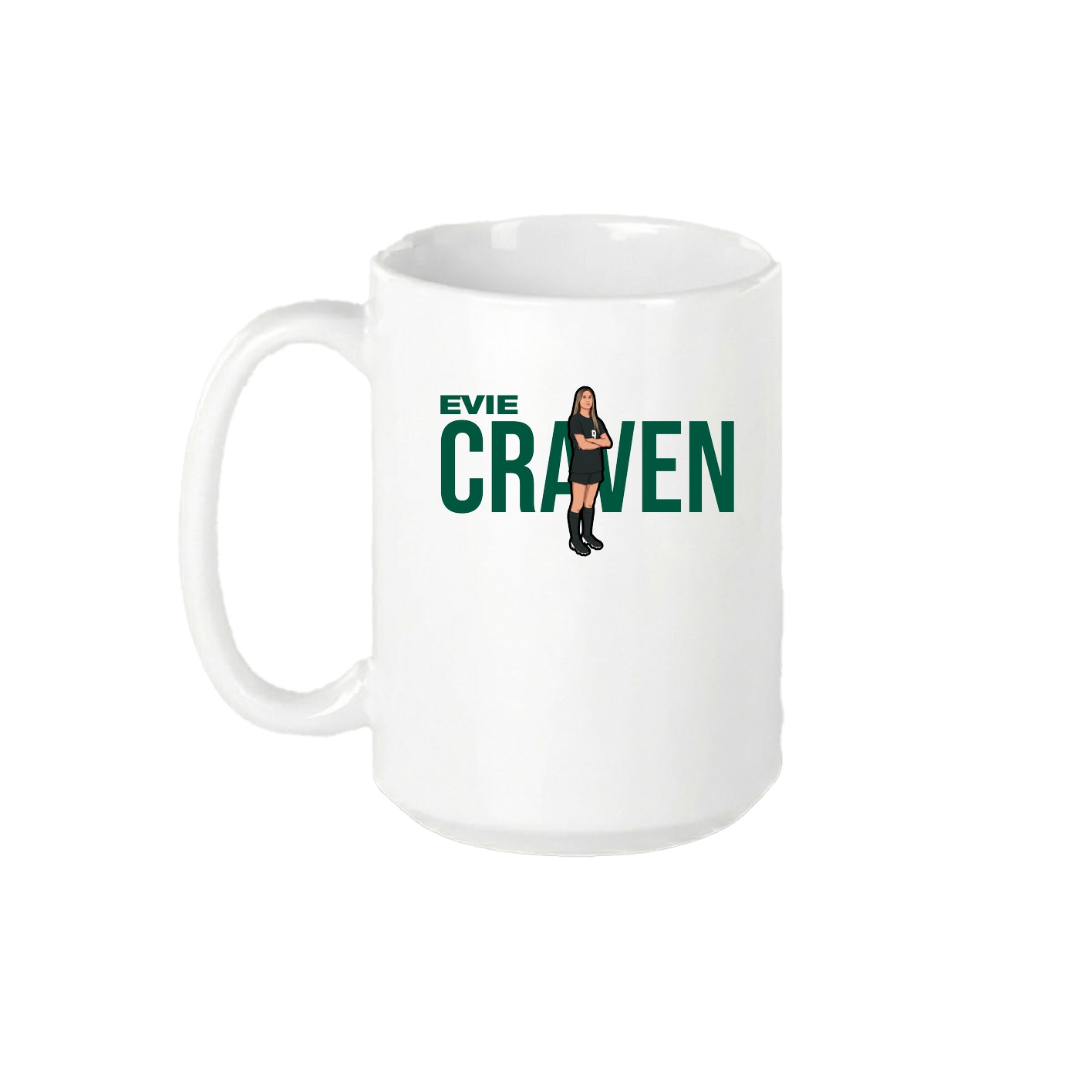 15oz Coffee Mug — Player Name in White
