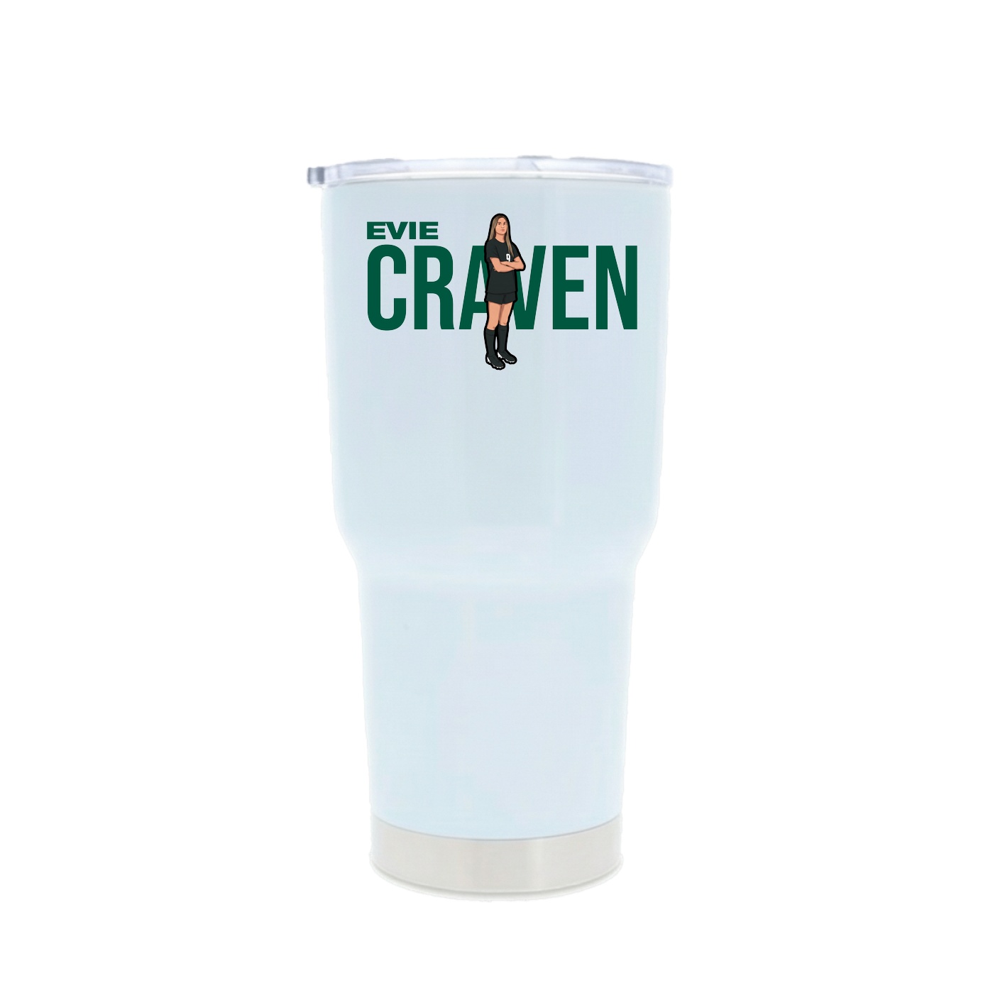 30oz Stainless Steel Tumbler — Player Name in White