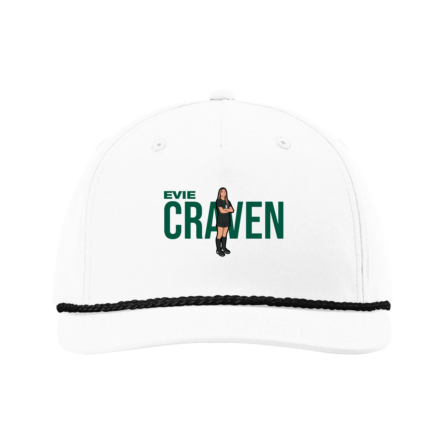 Five-Panel Classic Rope Cap — Player Name in White