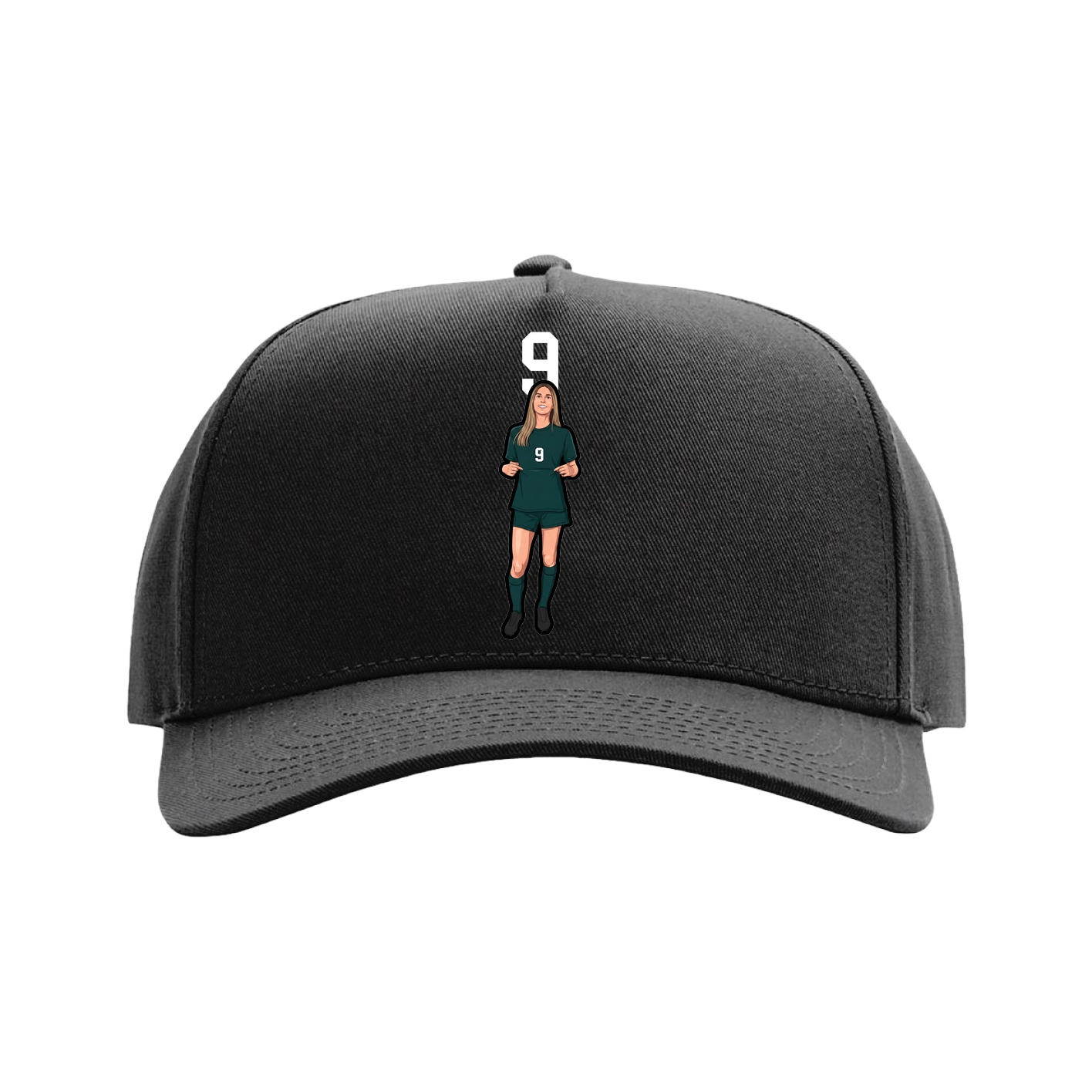 Full Fabric Five-Panel Champ Cap — Number Top in Black