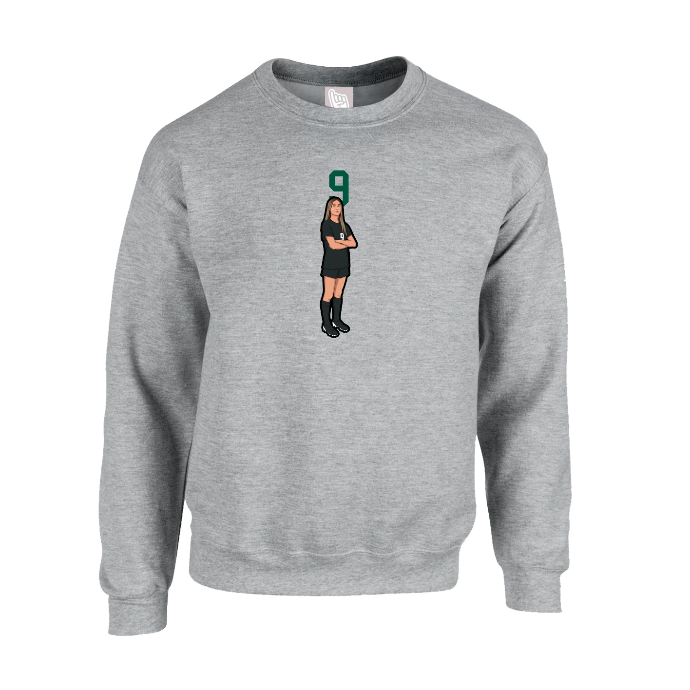 Fleece Crew — Number Top in Grey