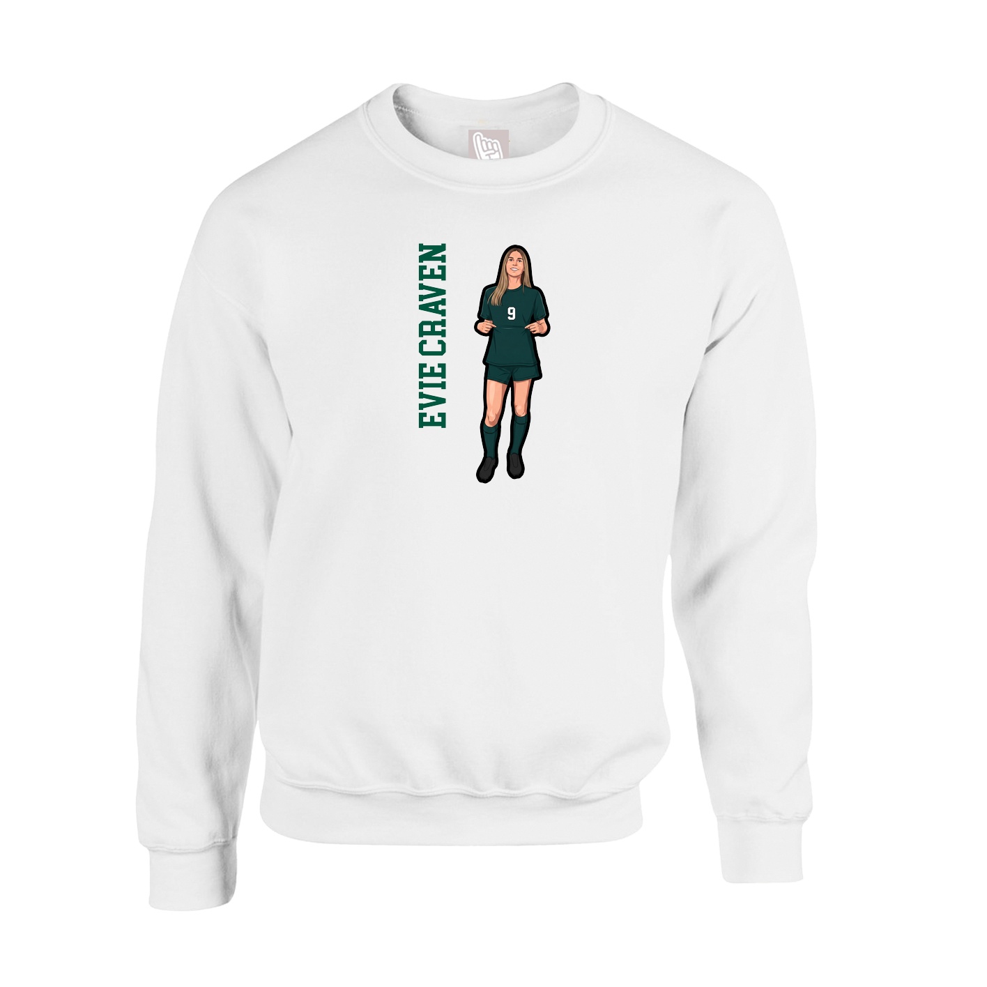 Fleece Crew — Name Vertical in White