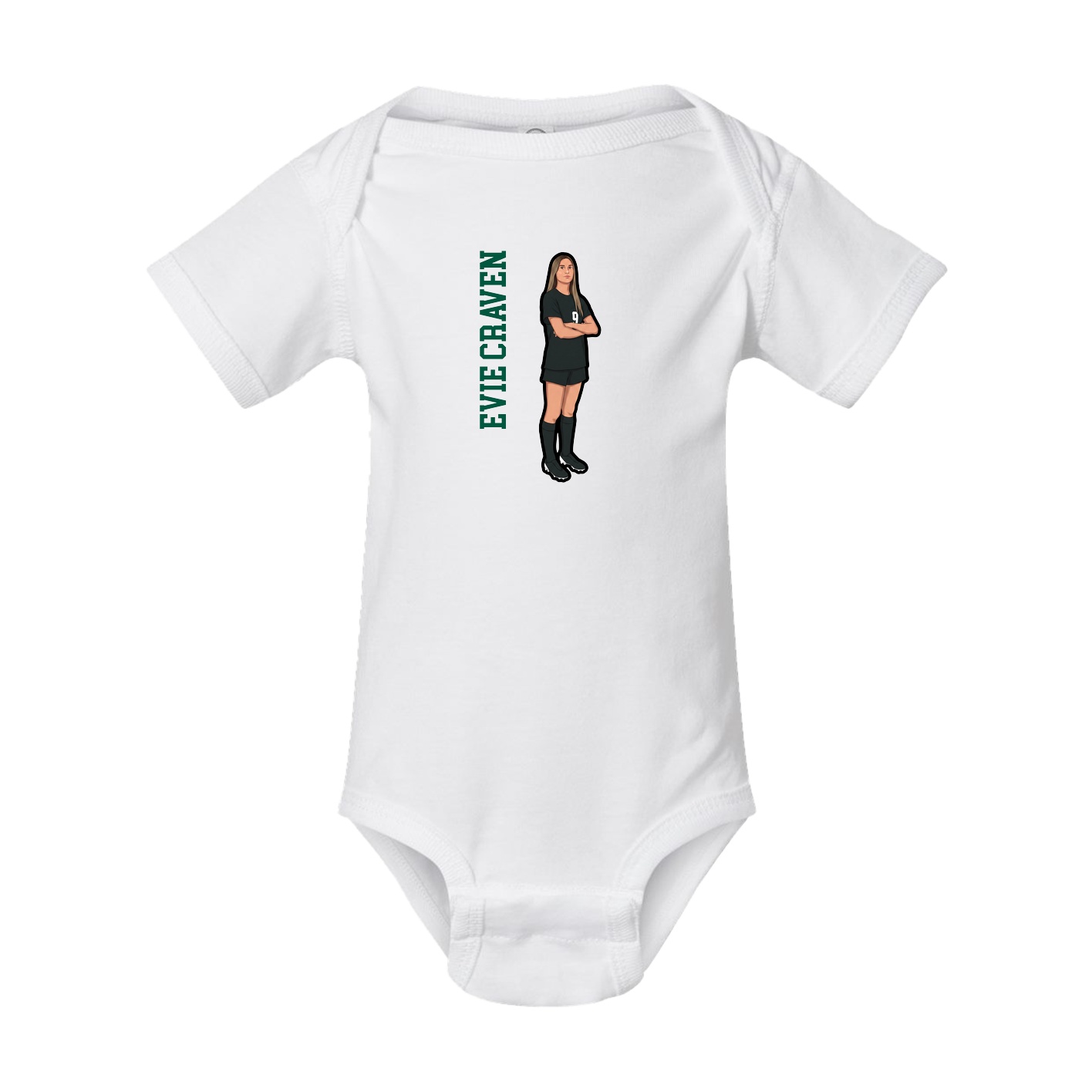 Baby Onesie — Name Vertical in White