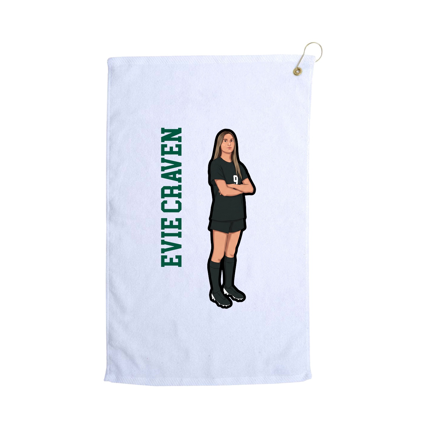 Golf Towel — Name Vertical in White
