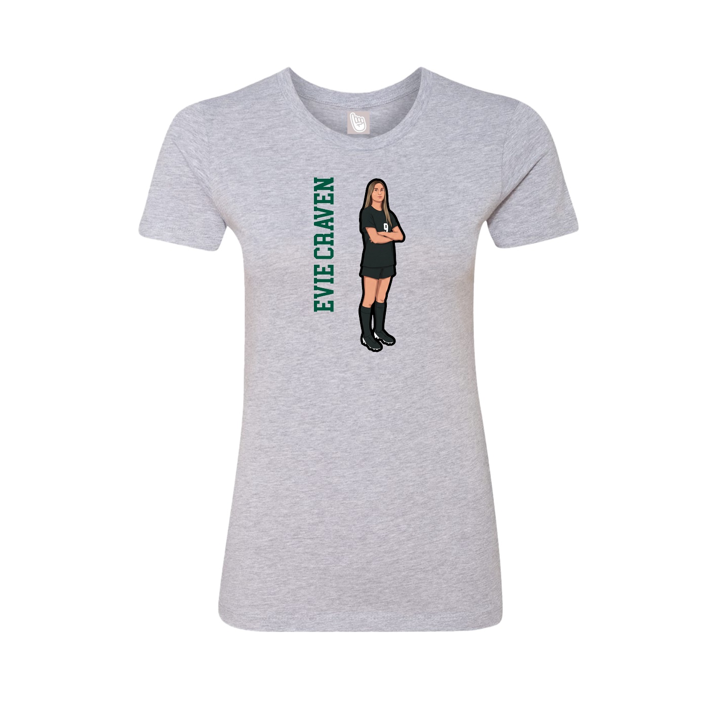 Fitted Women's Tee — Name Vertical in Grey