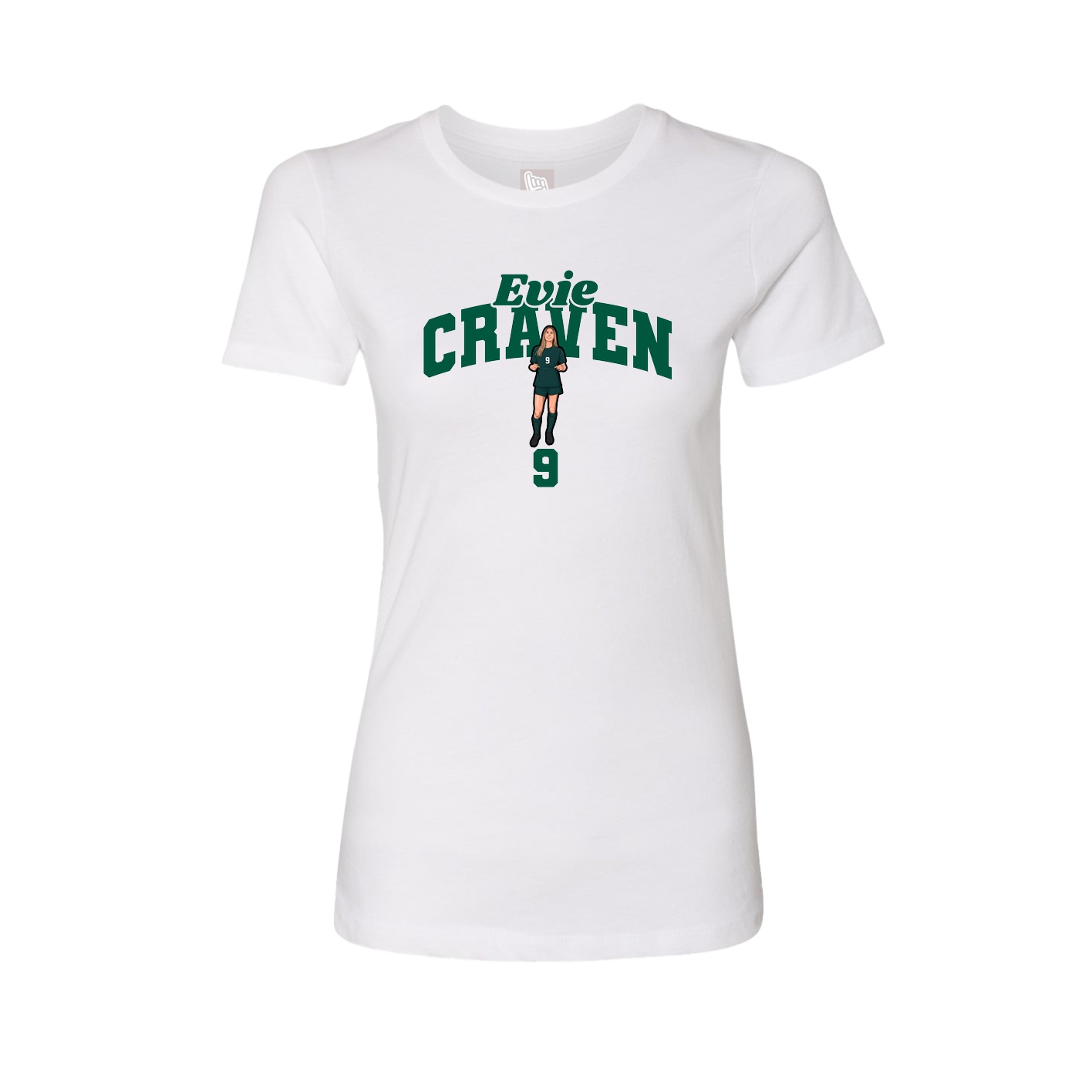 Fitted Women's Tee — Signature Arch in White