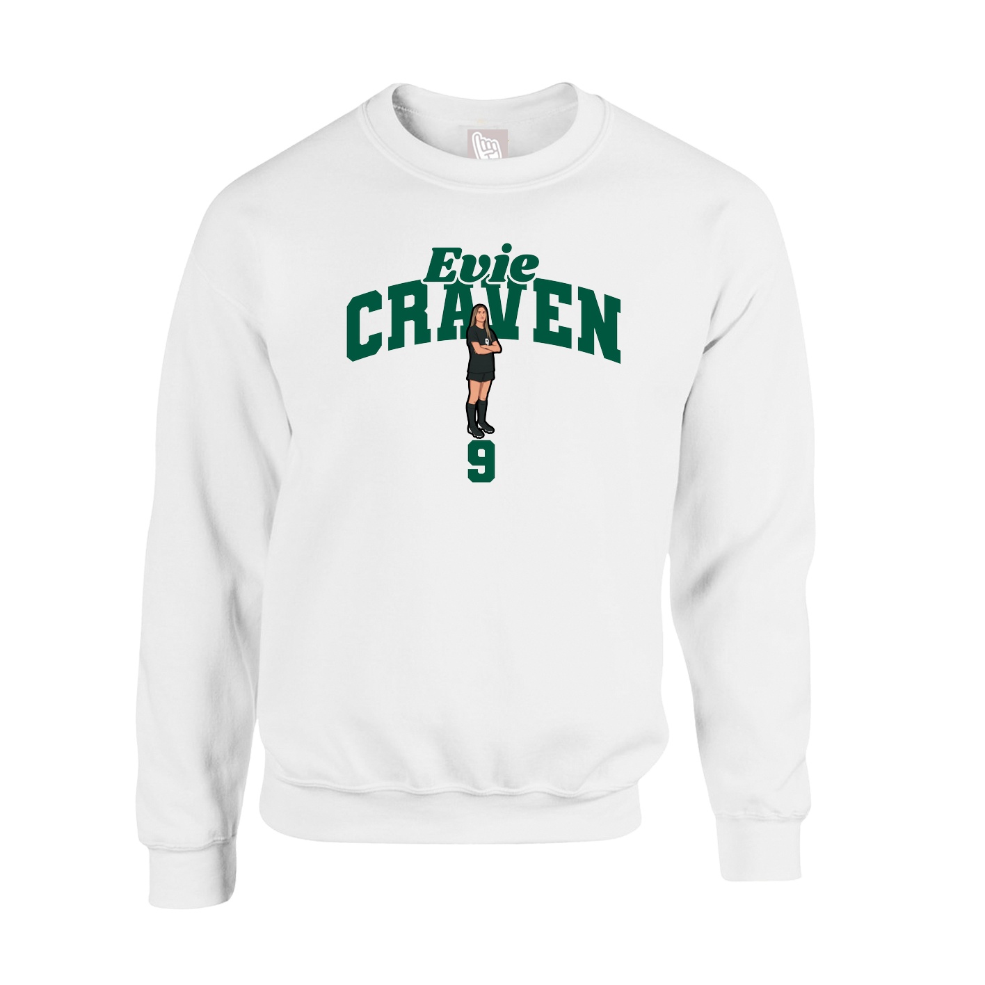 Fleece Crew — Signature Arch in White