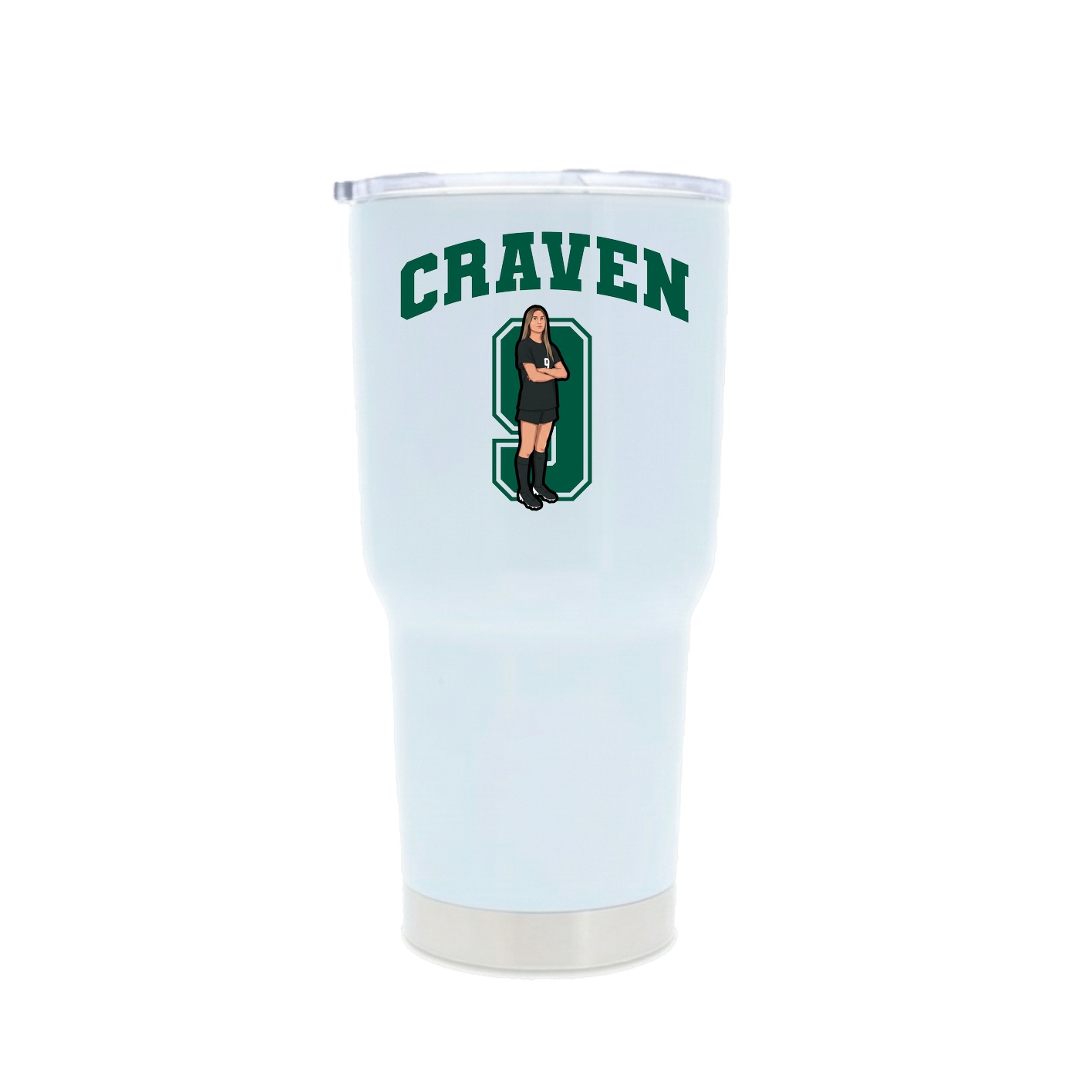 30oz Stainless Steel Tumbler — Number in White