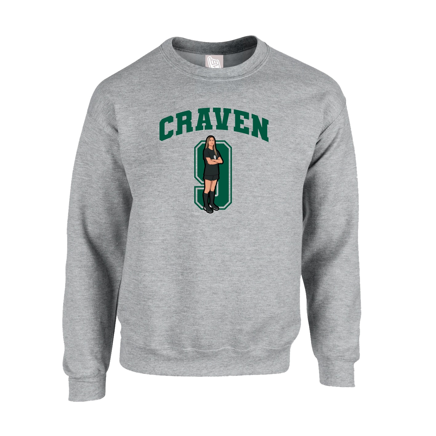 Fleece Crew — Number in Grey