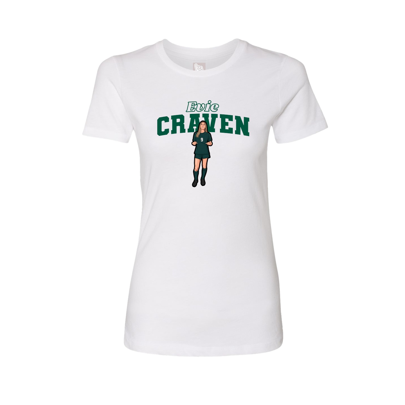 Fitted Women's Tee — Name Arch in White