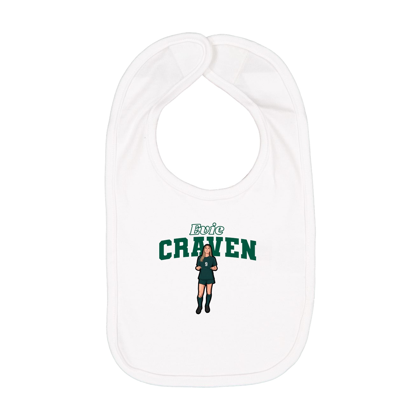 Infant Bib — Name Arch in White