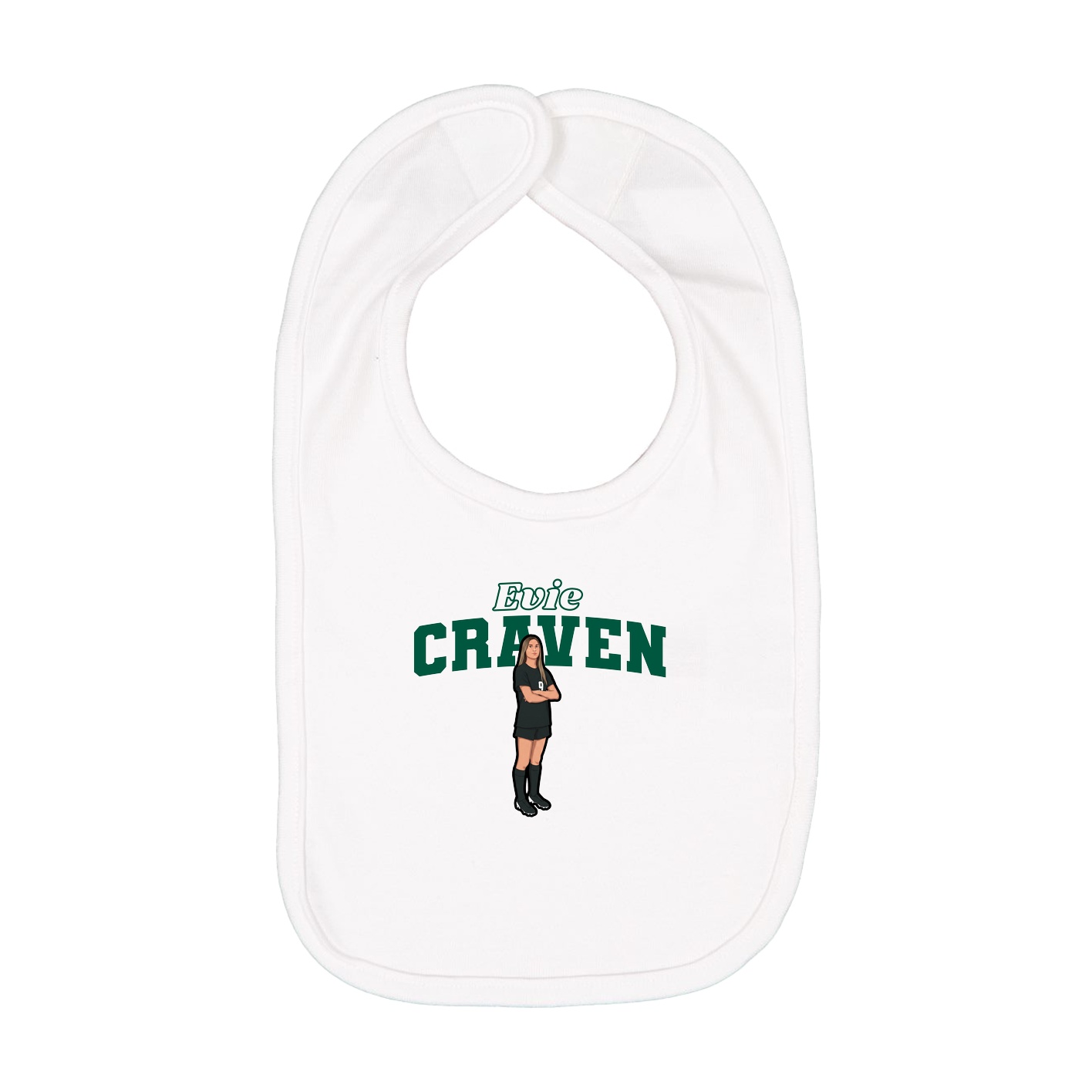 Infant Bib — Name Arch in White