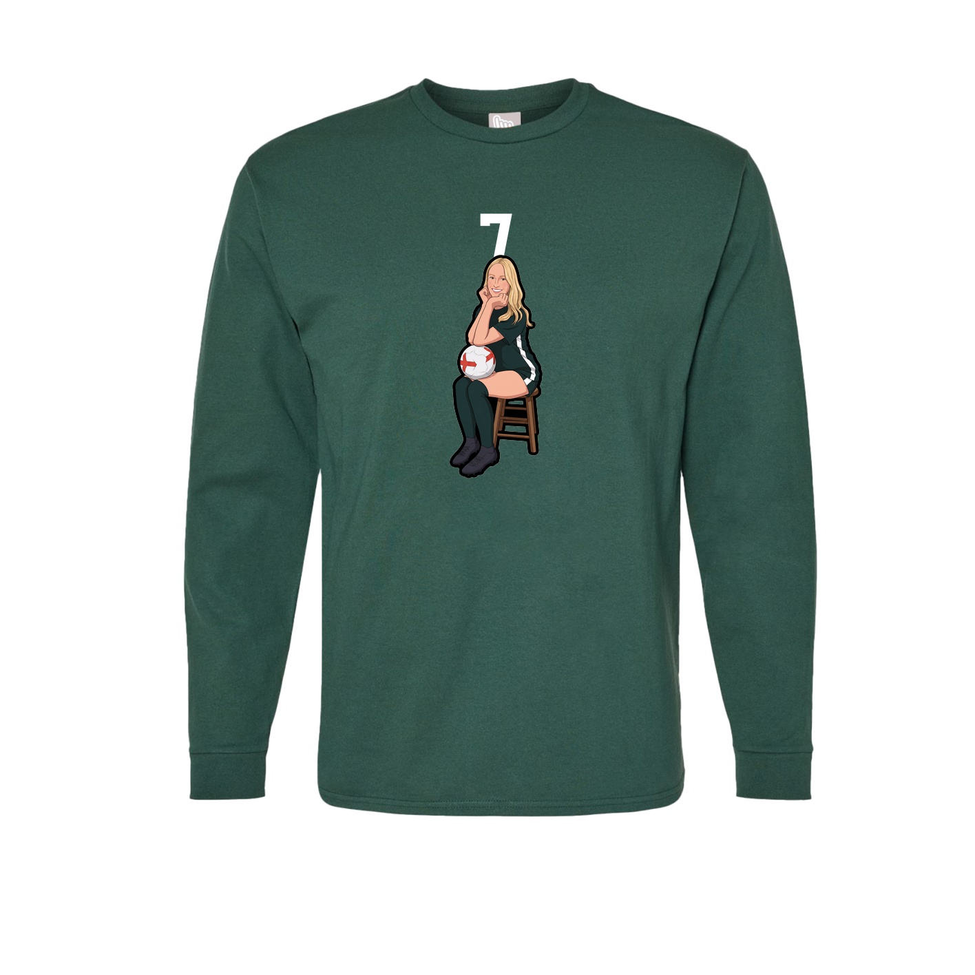 Long Sleeve Tee — Number Top in Green