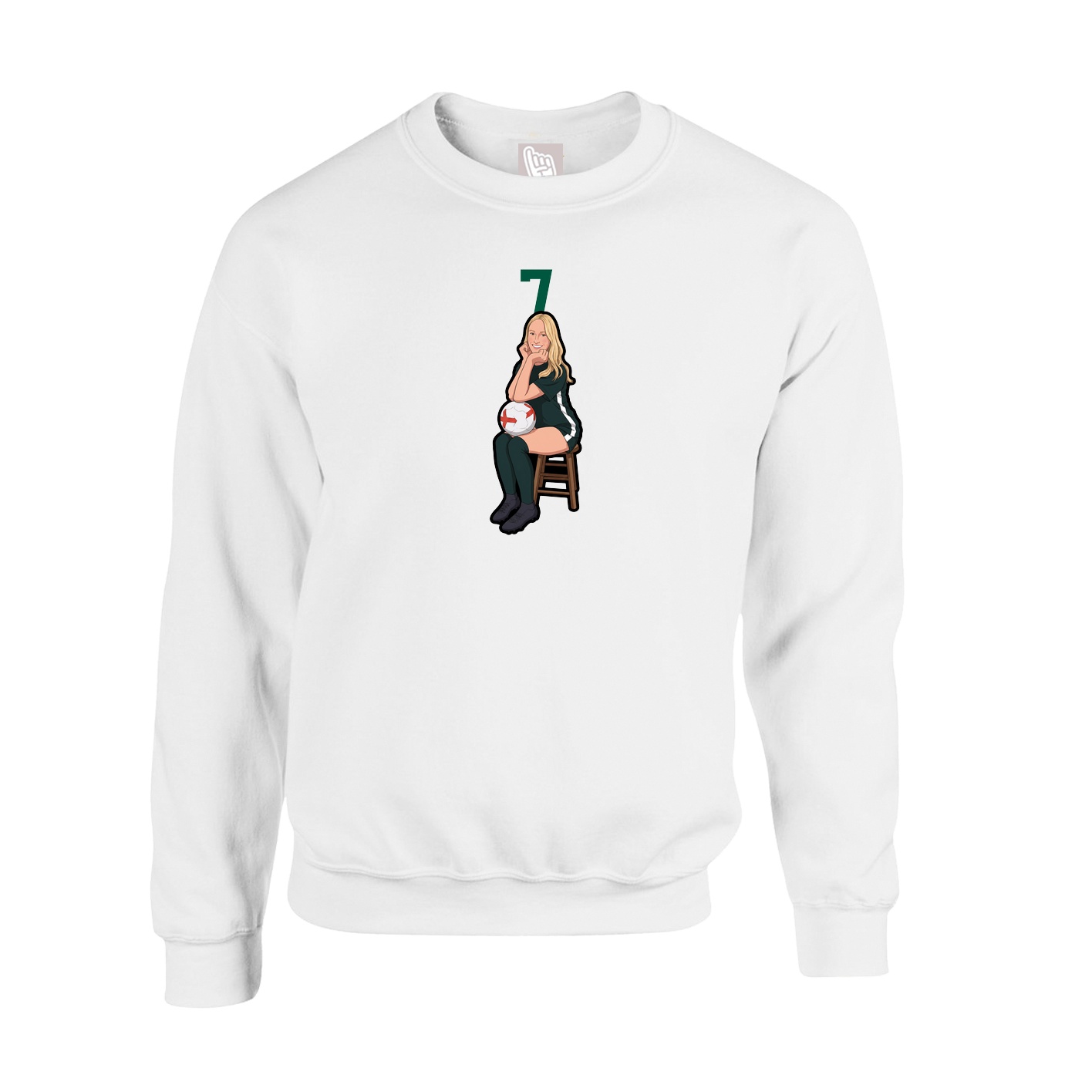 Fleece Crew — Number Top in White