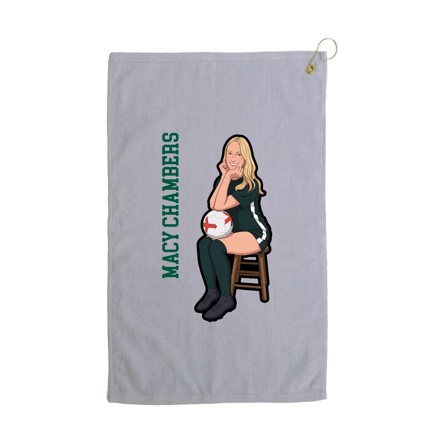 Golf Towel — Name Vertical in Grey
