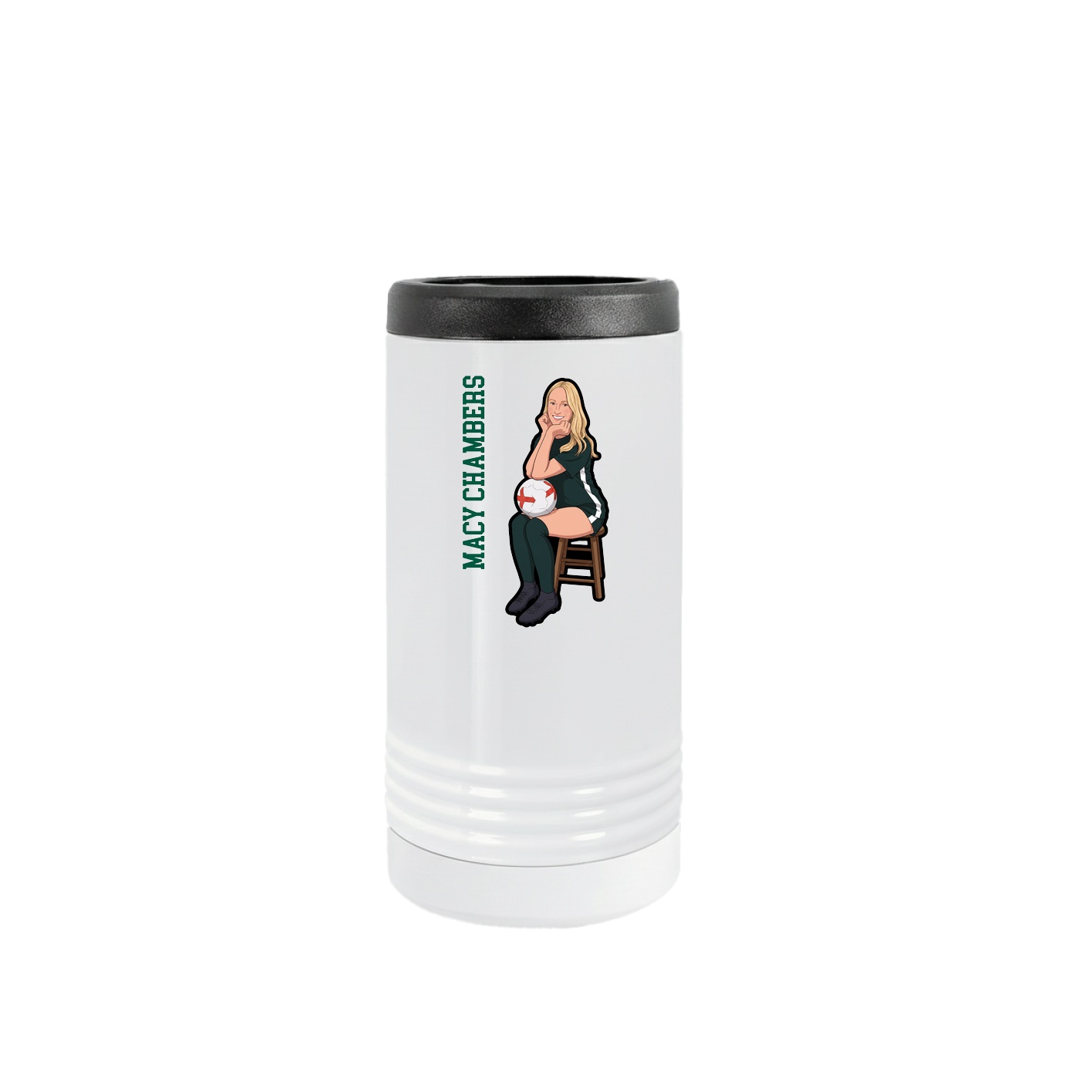 Slim Beverage Holder — Name Vertical in White